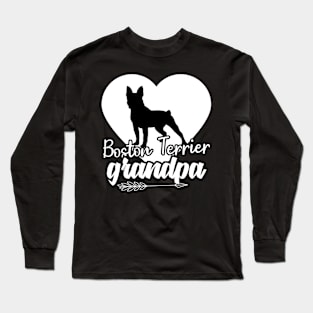 Proud Boston Terrier Grandpa Heart Arrow Fathers Day Long Sleeve T-Shirt